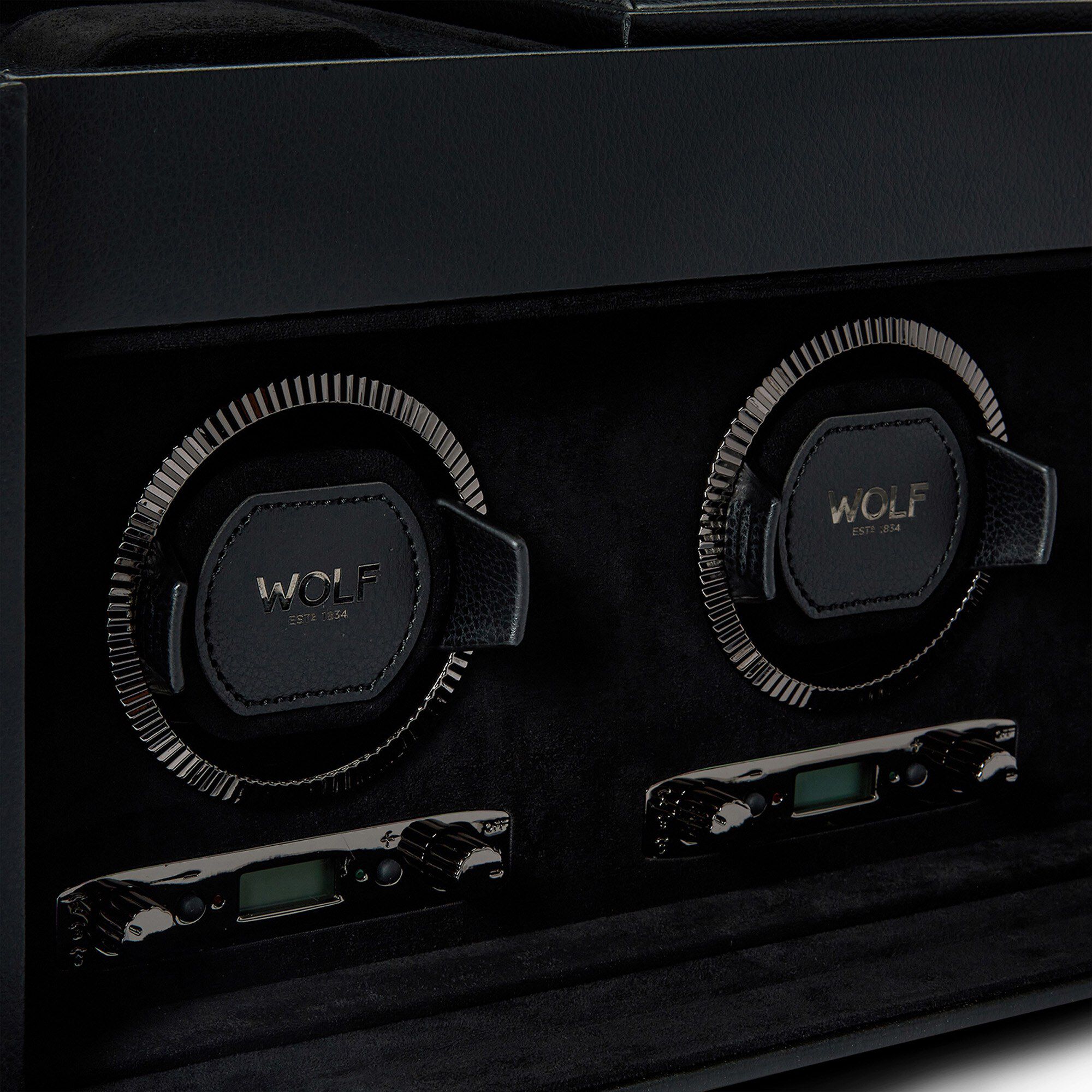 British Racing Black 3 Piece Watch Winder with Storage WOLF 792302